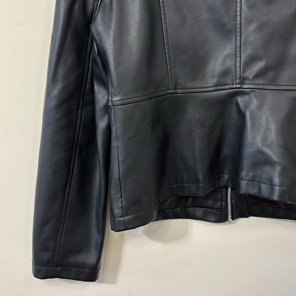 ZARA Faux Leather Zipper Bomber Jacket Size Large - Picture 7 of 9